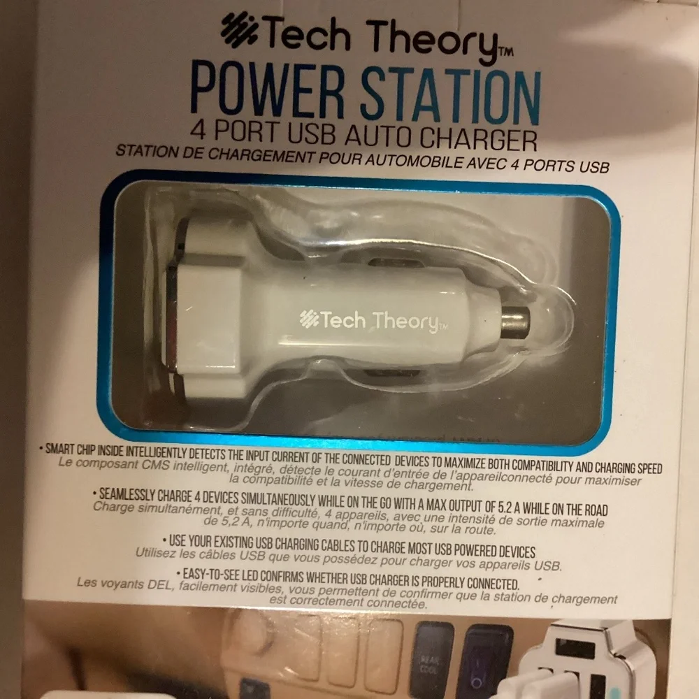 NWT Tech Theory Power Station 4 port usb auto charger
